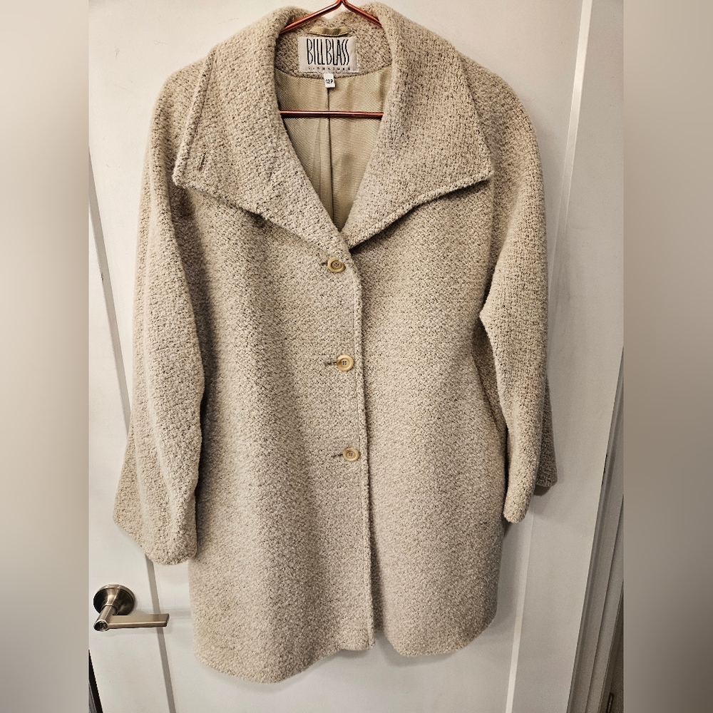 Vintage - Bill Blass Signature Alpaca Blend Light Grey Dress Jacket - Size 12P